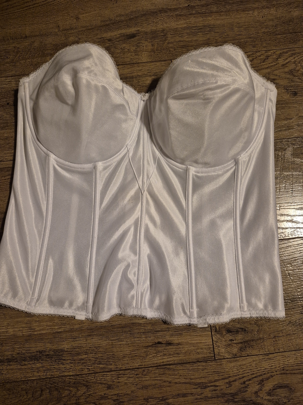 Dominique White Satin Longline Bustier Corset